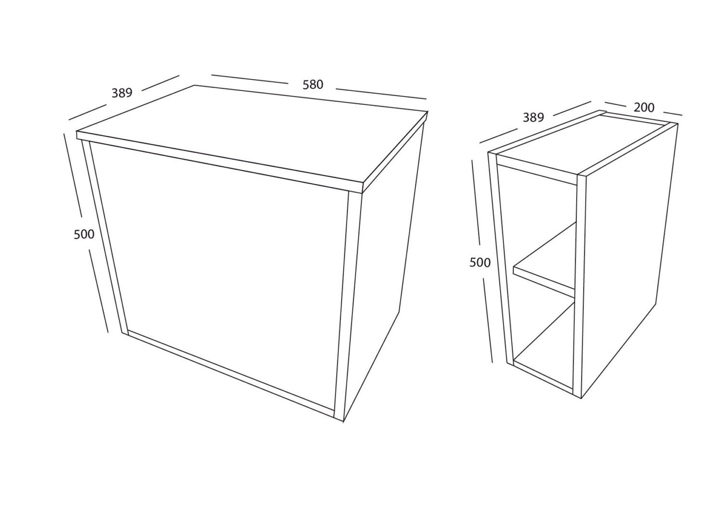 Alfie 800 Cabinet with Fluted or Slab Door, Side Storage 800 x 500 x 395mm