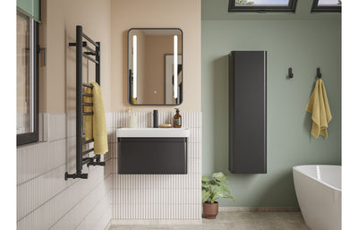 Crystal 350mm Wall Hung 1 Door Tall Unit - Matt Black