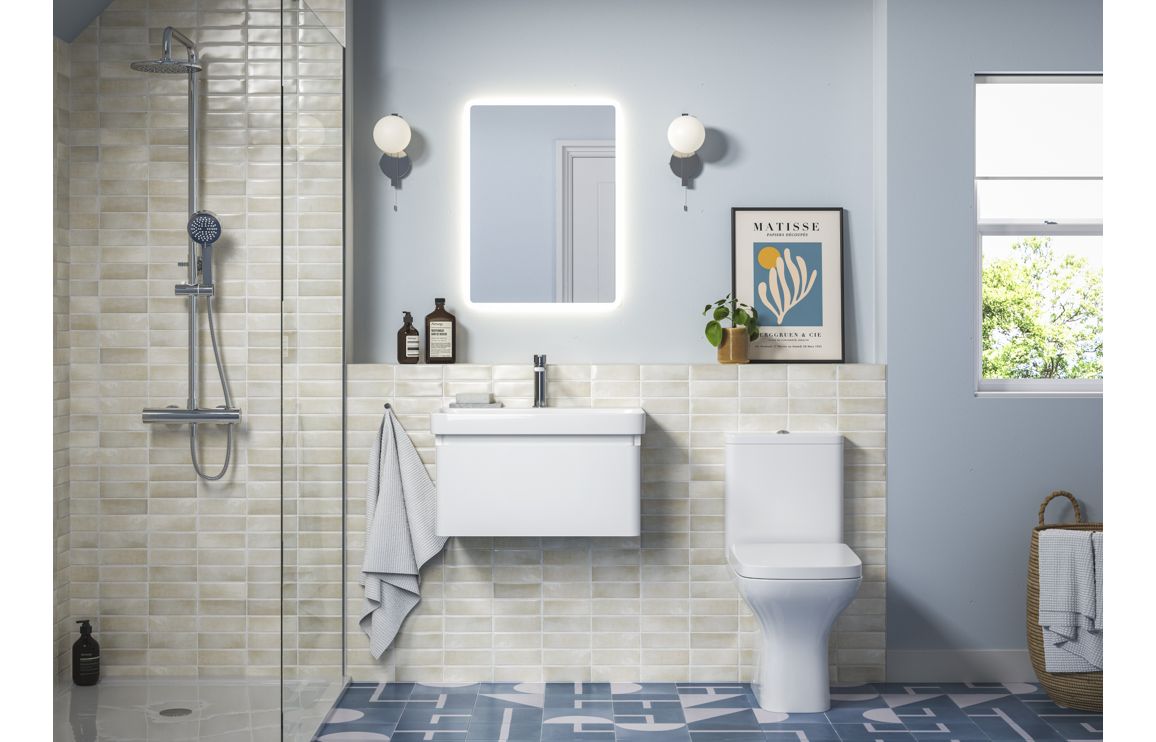 Crystal 500mm Basin Unit & Rimless Close Coupled WC Pack - Matt White