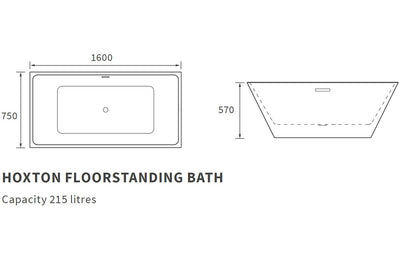 Harriet Freestanding 1600x750x570mm Bath