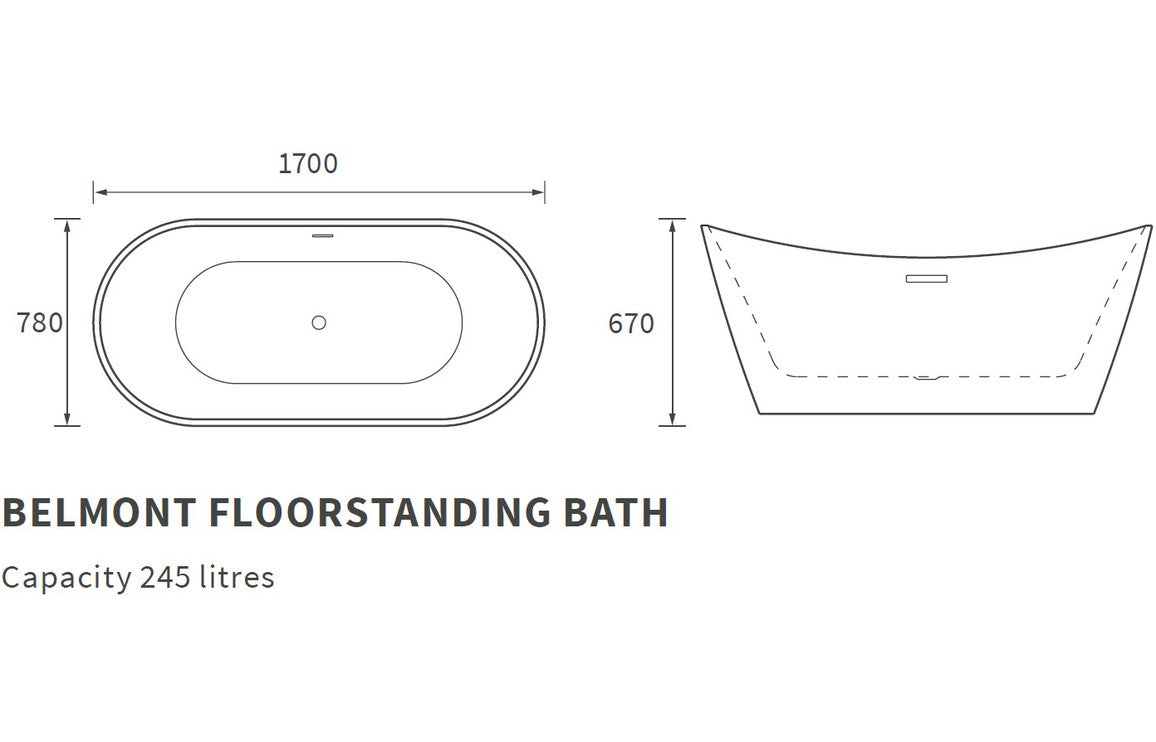 Bella Freestanding 1700x780x690mm Bath