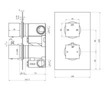 Square Concealed Valve Head & Arm Shower Pack - Brushed Brass