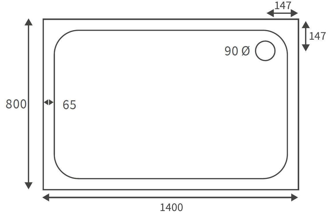 45mm Deluxe 1400x800mm Rectangular Tray & Waste
