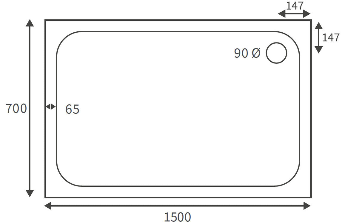 45mm Deluxe 1500x700mm Rectangular Tray & Waste