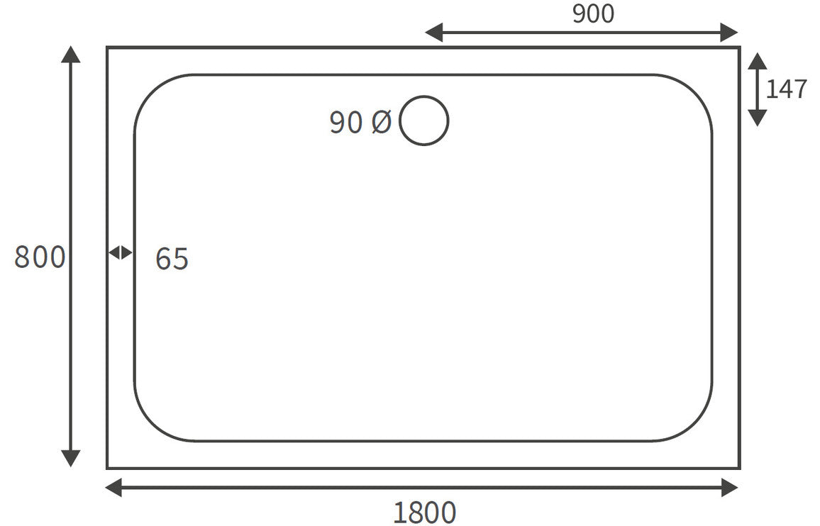 45mm Deluxe 1800x800mm Rectangular Tray & Waste