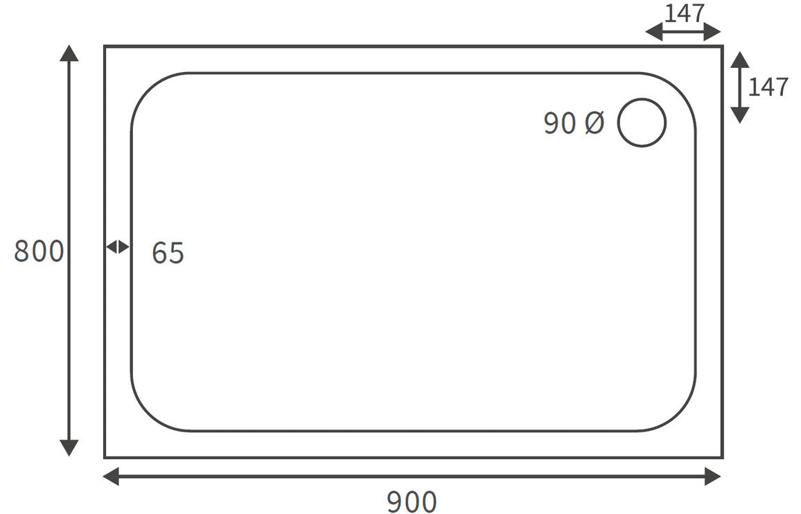 45mm Deluxe 900x800mm Rectangular Tray & Waste
