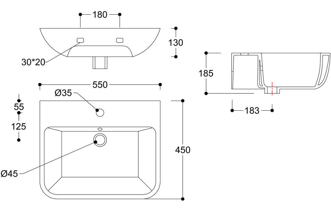 Cedars 560x450mm 1TH Basin & Full Pedestal (Boxed) DUE IN STOCK 04/04/24