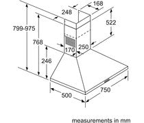 Bosch Series 2 DWP74BC50B 75cm Pyramid Chimney Hood - St/Steel