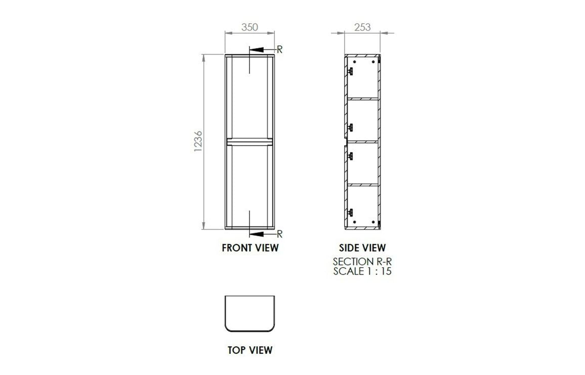 Stamford 350mm 2 Door Wall Hung Tall Unit - Matt Indigo