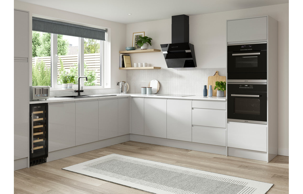 Prima Angled Chimney Hood - Black/ Black Glass