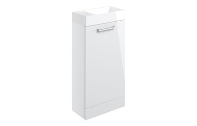 Principle 410mm Floor Standing Basin Unit & Close Coupled Toilet Pack - White Gloss