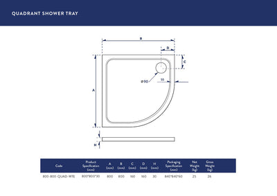 Scudo - Shires Quadrant Shower Tray & Fast Flow Waste