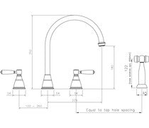 Abode Astbury 3 Part Mixer Tap w/Handspray - Pewter