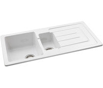 Abode Acton 1.5B & Drainer Ceramic Inset Sink - White