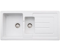 Abode Acton 1.5B & Drainer Ceramic Inset Sink - White