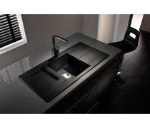 Abode Zero 1B & Double Drainer Granite Inset Sink - Black Metallic