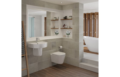 Chestnut Rimless Wall Hung WC & Soft Close Seat