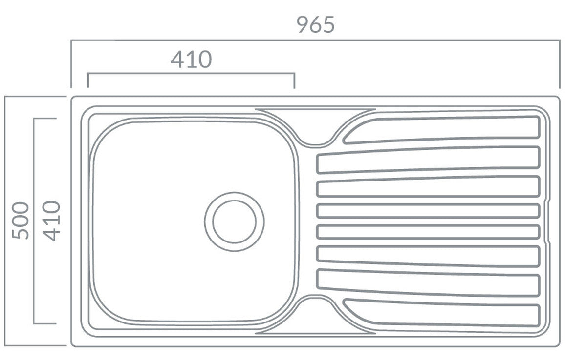 Prima 965x500mm Inset Sink - St/Steel