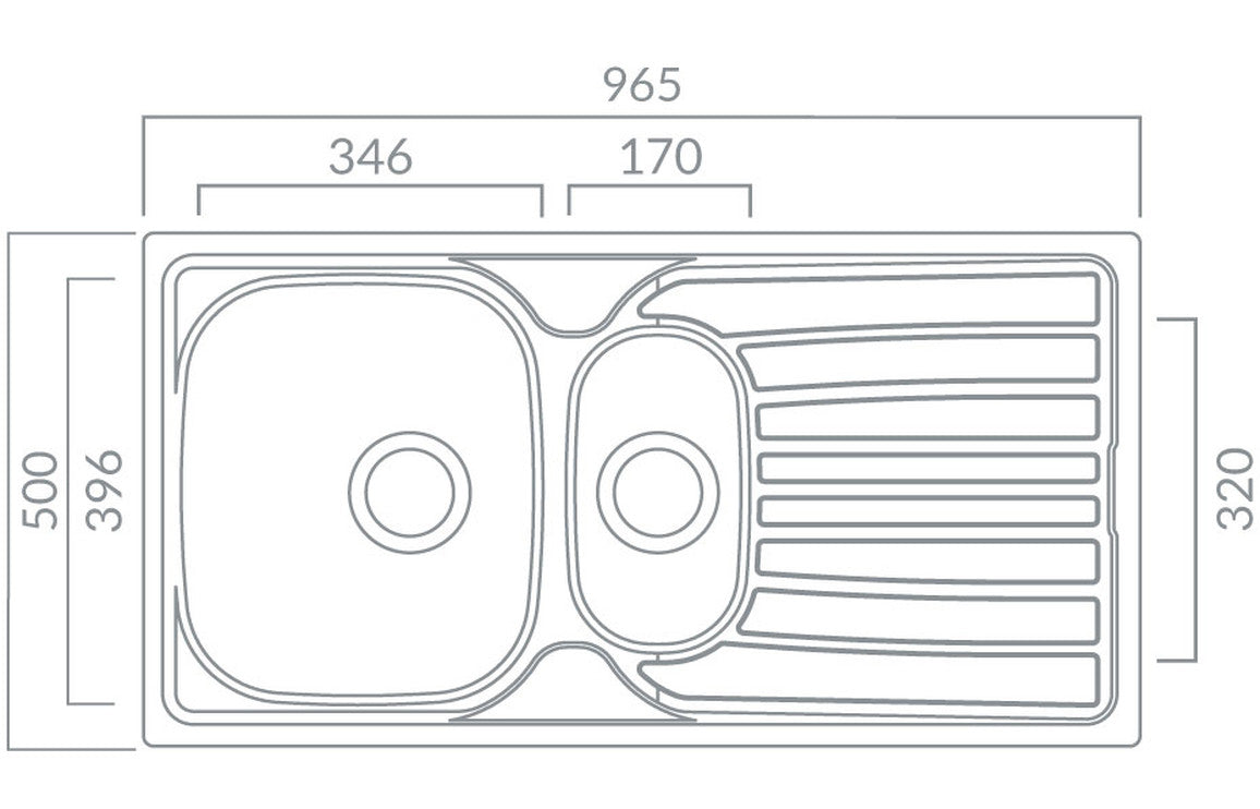 Prima 965x500mm Inset Sink - St/Steel