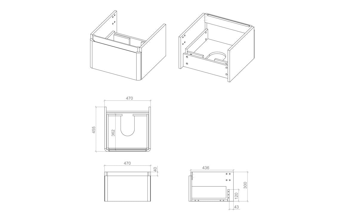 Crystal 500mm Wall Hung 1 Drawer Basin Unit & Basin - Matt White