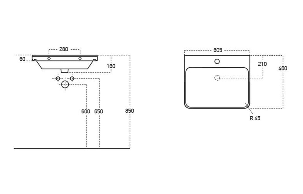Crystal 605mm Wall Hung 1 Drawer Basin Unit & Basin - Matt White
