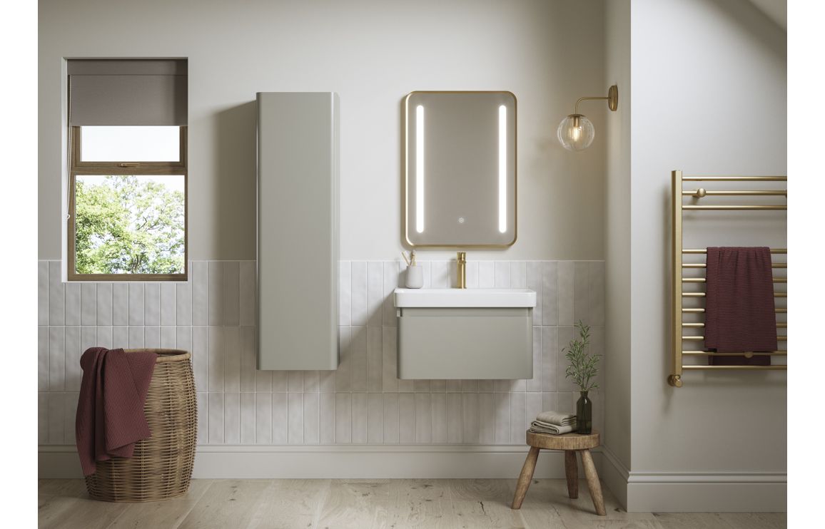 Crystal 805mm Wall Hung 1 Drawer Basin Unit & Basin - Matt Latte
