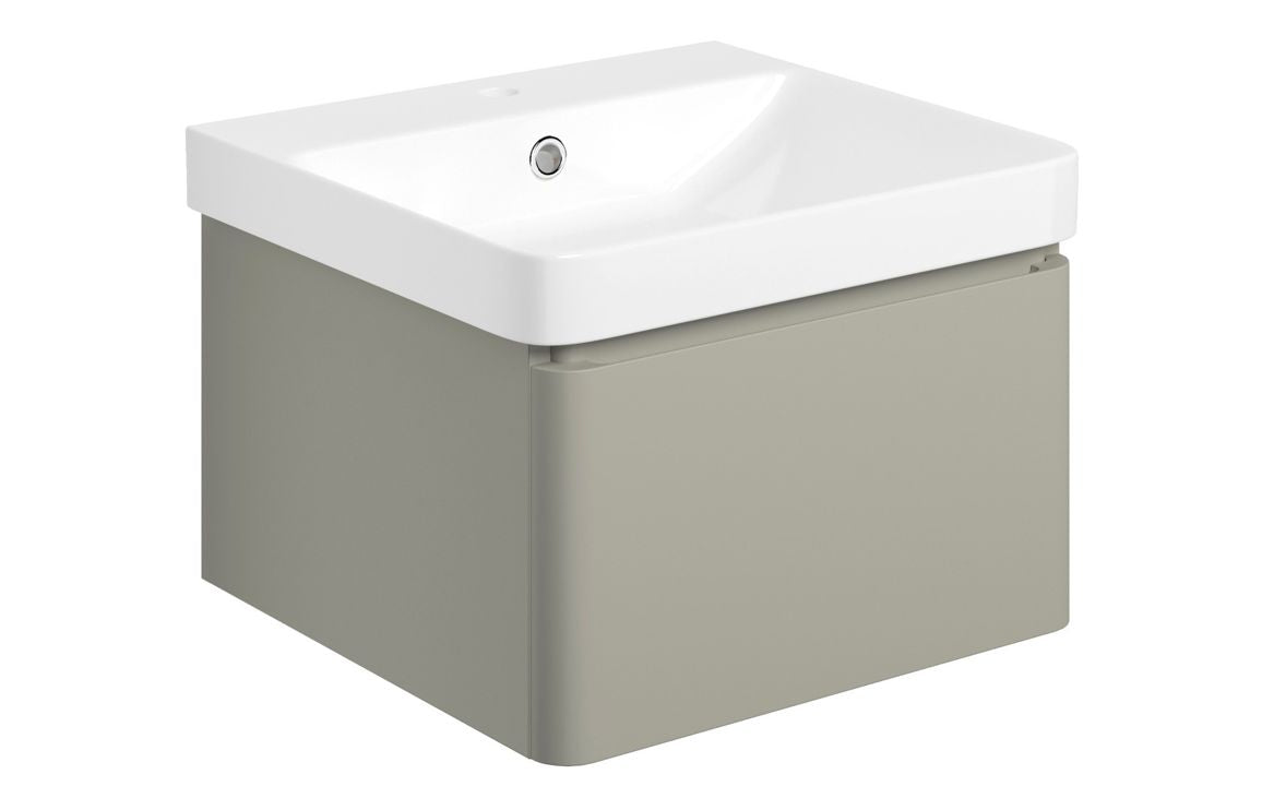 Crystal 500mm Basin Unit & Rimless Close Coupled WC Pack - Matt Latte