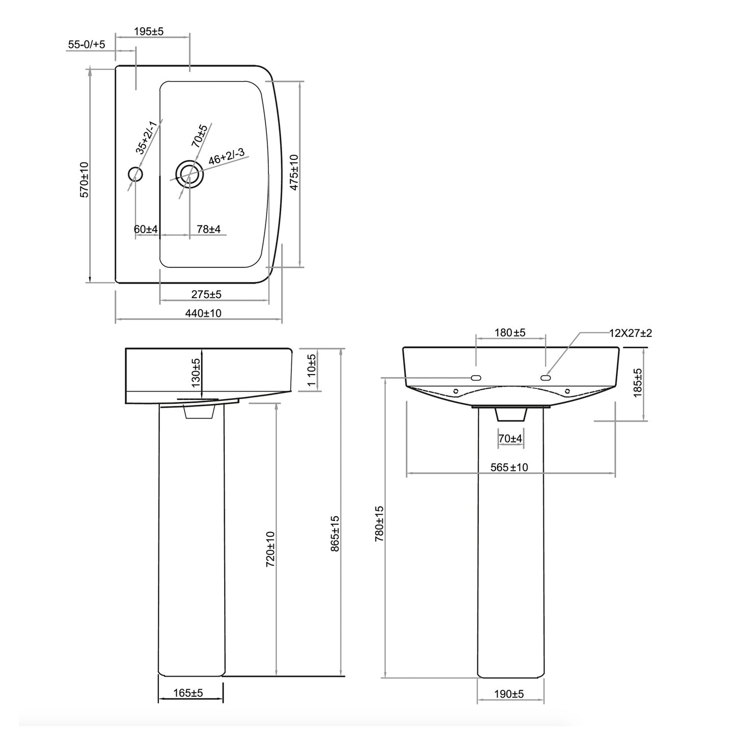 Denza Pedestal and Basin