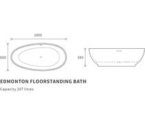 Edmonton Freestanding 1800x800x580mm Bath