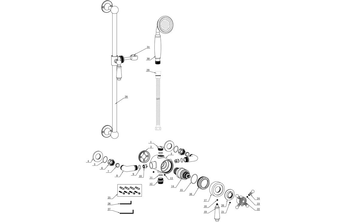 Bertie Shower Pack One - Concentric Single Outlet Shower Valve & Riser Kit