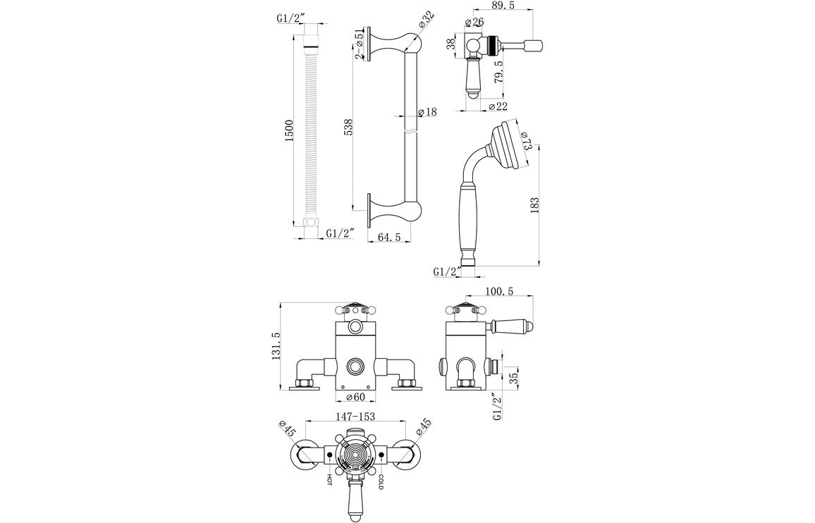 Bertie Shower Pack One - Concentric Single Outlet Shower Valve & Riser Kit