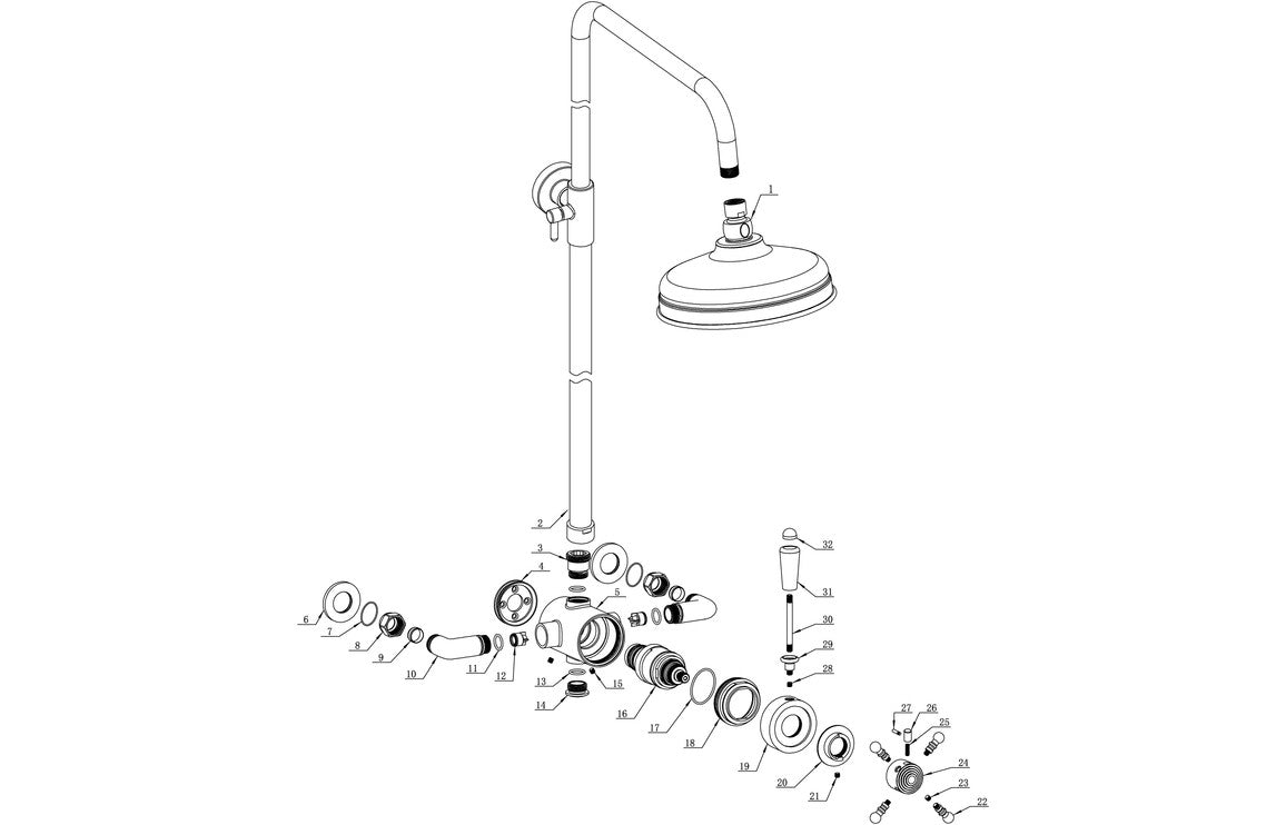 Bertie Shower Pack Two - Concentric Single Outlet Shower Valve & Overhead Kit