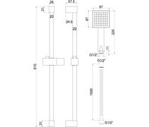 Square Concealed Valve Head & Arm Shower Pack - Brushed Brass