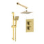 Square Concealed Valve Head & Arm Shower Pack - Brushed Brass