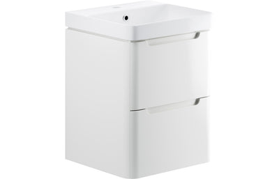 Stamford 500mm 2 Drawer Wall Hung Cloakroom Basin Unit - White Gloss
