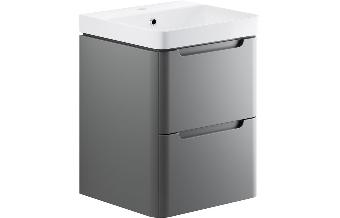 Stamford 500mm 2 Drawer Wall Hung Cloakroom Basin Unit - Matt Grey