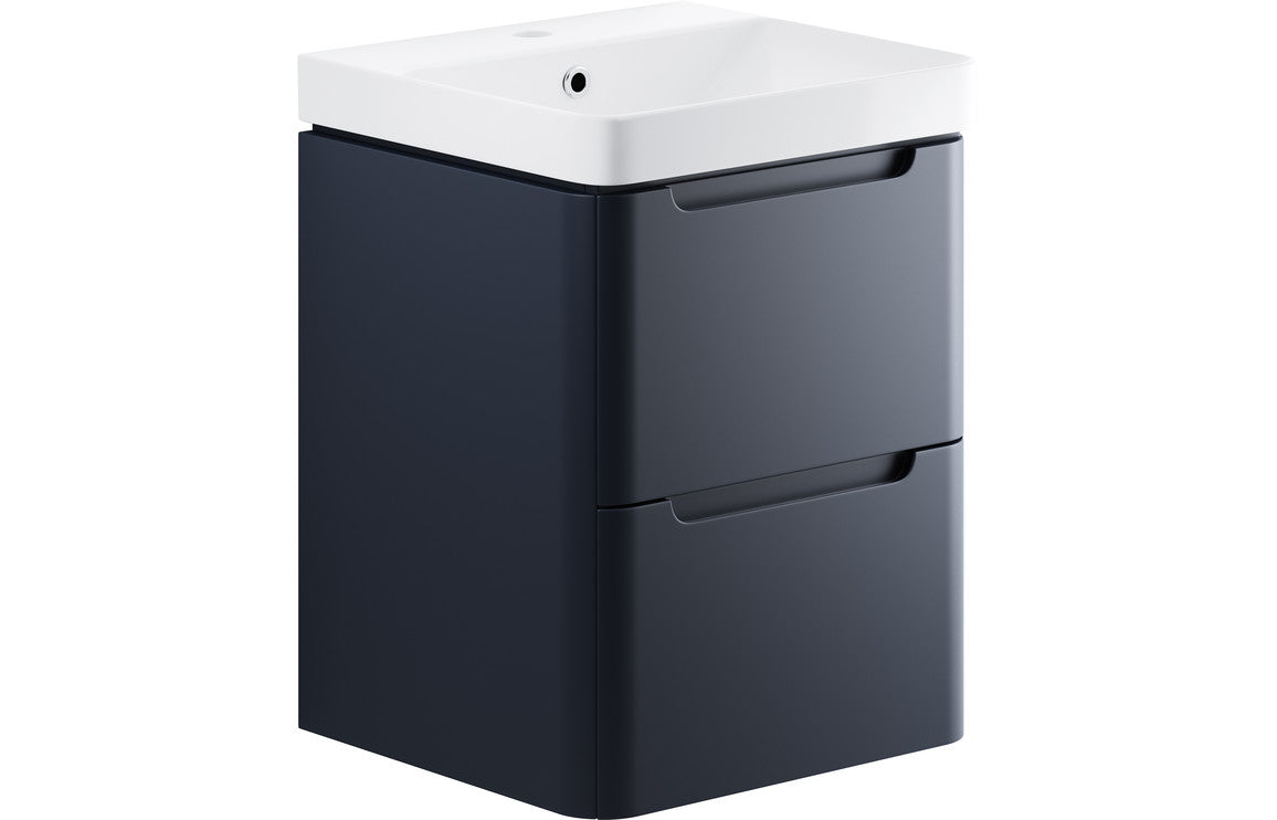 Stamford 500mm 2 Drawer Wall Hung Cloakroom Basin Unit - Matt Indigo