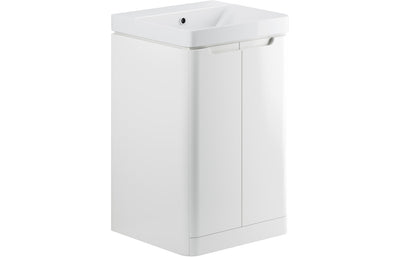Stamford 500mm 2 Door Floor Standing Cloakroom Basin Unit - White Gloss