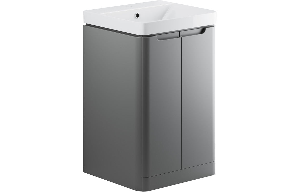 Stamford 500mm 2 Door Floor Standing Cloakroom Basin Unit - Matt Grey