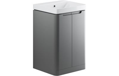 Stamford 500mm 2 Door Floor Standing Cloakroom Basin Unit - Matt Grey
