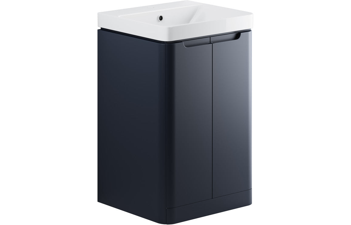 Stamford 500mm 2 Door Floor Standing Cloakroom Basin Unit - Matt Indigo