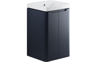 Stamford 500mm 2 Door Floor Standing Cloakroom Basin Unit - Matt Indigo