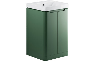 Stamford 500mm 2 Door Floor Standing Cloakroom Basin Unit - Matt Sage Green