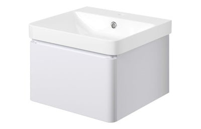 Crystal 500mm Wall Hung 1 Drawer Basin Unit & Basin - Matt White