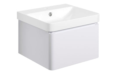 Crystal 500mm Wall Hung 1 Drawer Basin Unit & Basin - Matt White