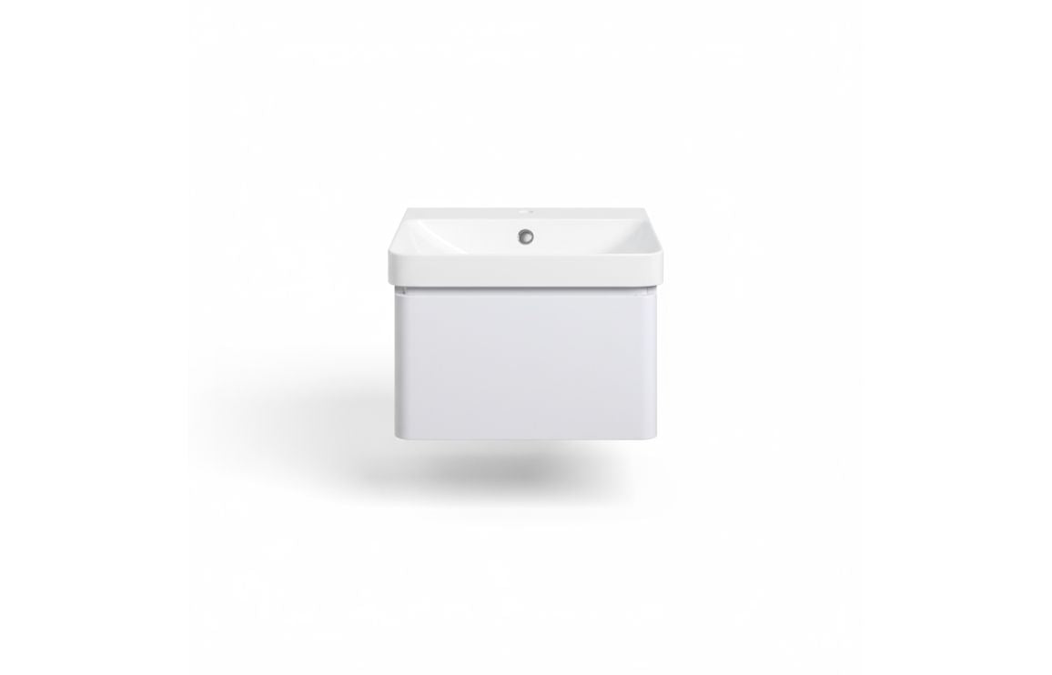 Crystal 500mm Wall Hung 1 Drawer Basin Unit & Basin - Matt White