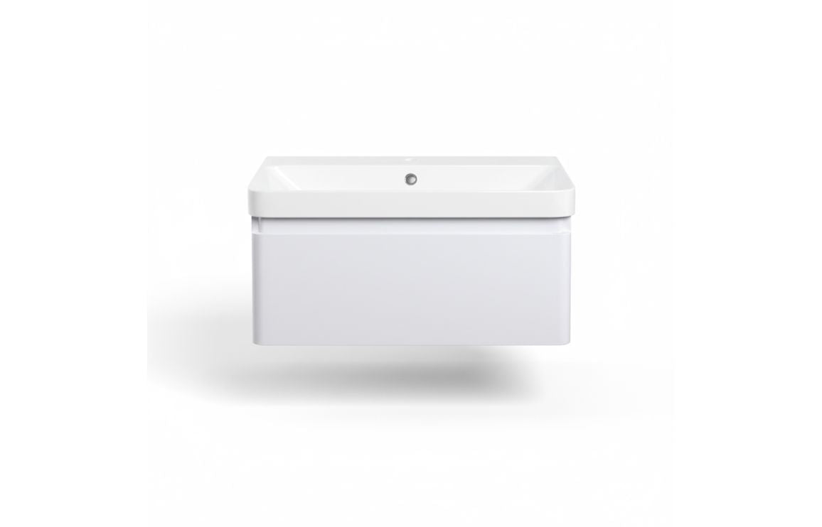 Crystal 805mm Wall Hung 1 Drawer Basin Unit & Basin - Matt White
