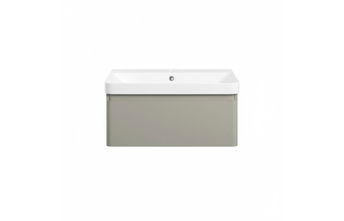 Crystal 805mm Wall Hung 1 Drawer Basin Unit & Basin - Matt Latte