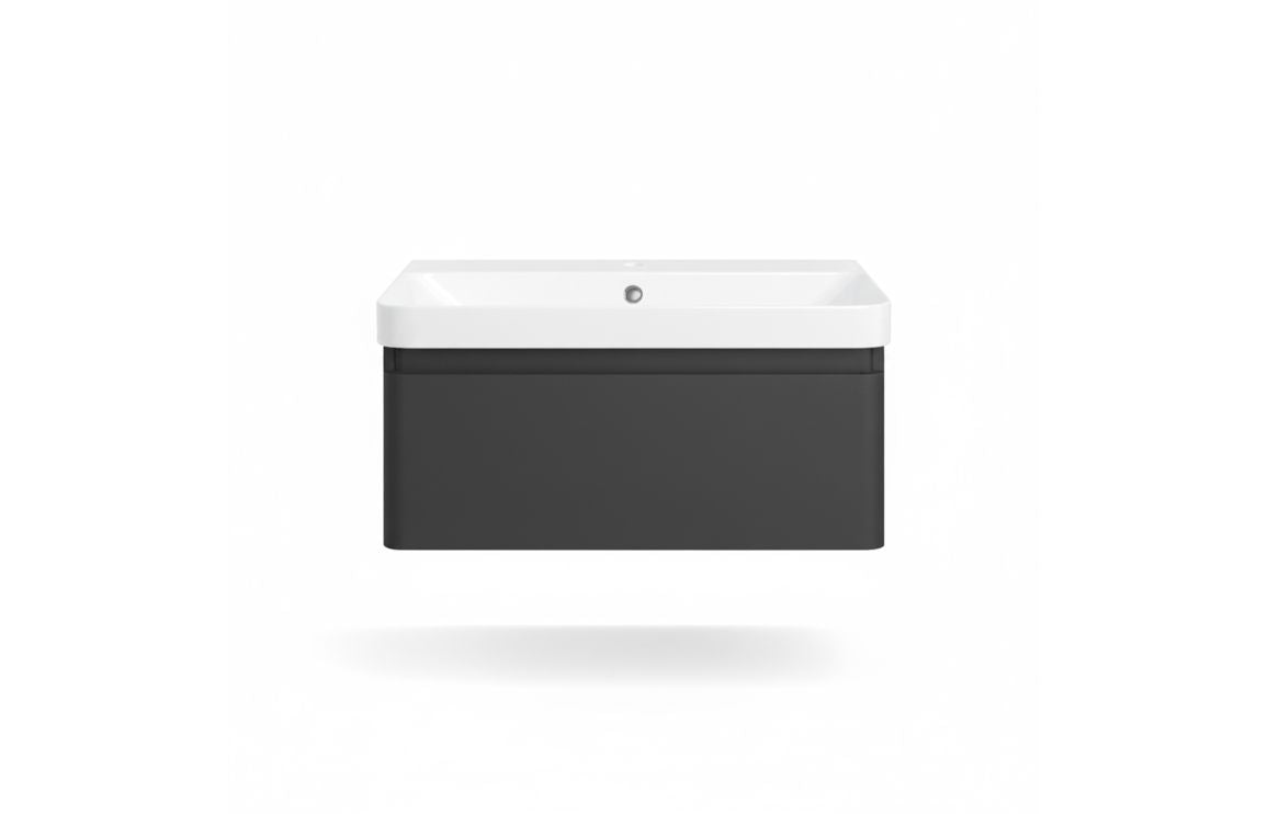 Crystal 805mm Wall Hung 1 Drawer Basin Unit & Basin - Matt Black