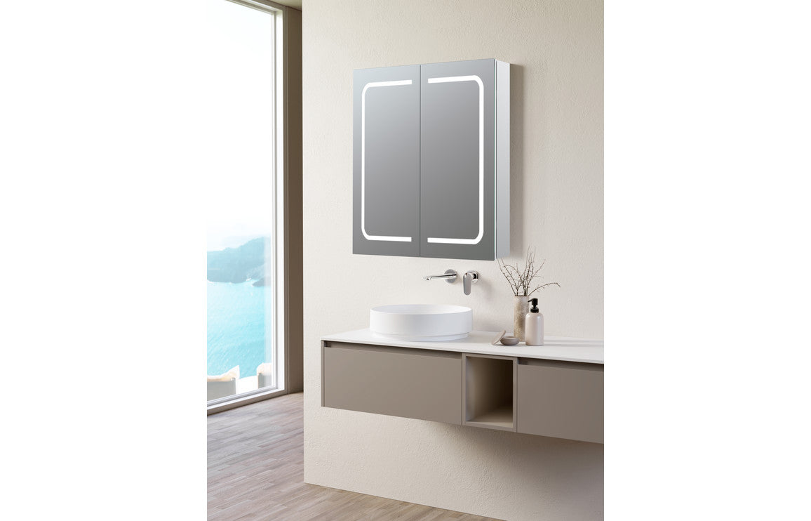 Rita 600mm 2 Door Front-Lit LED Mirror Cabinet 700x 600